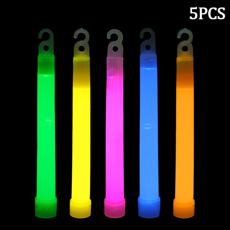 5/10pcs Glow Sticks With Hook 6 Inch Fluorescence Light Stick For Hiking Camping Outdoor Supplies Glow In The Dark Party Decor