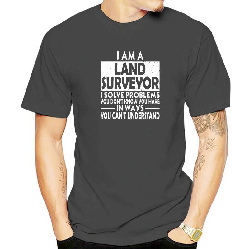 Funny Land Surveyor Problem Solving Distressed T-Shirt Tops & Tees Fashionable Cosie Cotton Men T Shirts Fitness
