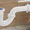 (1 Pack) White U-shaped P Trap 50MM160MM Bathroom Kitchen Sink Drain Tubular Kit Threaded Adapter Blue TPE Washer Easy