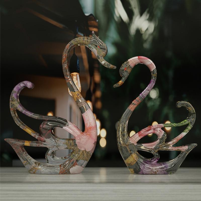 Diy Crystal Aromatherapy Gypsum Swan Epoxy Glue Silicone Mold Table Soft Ceramic Plaster Ornament Diy Crafts Decorations
