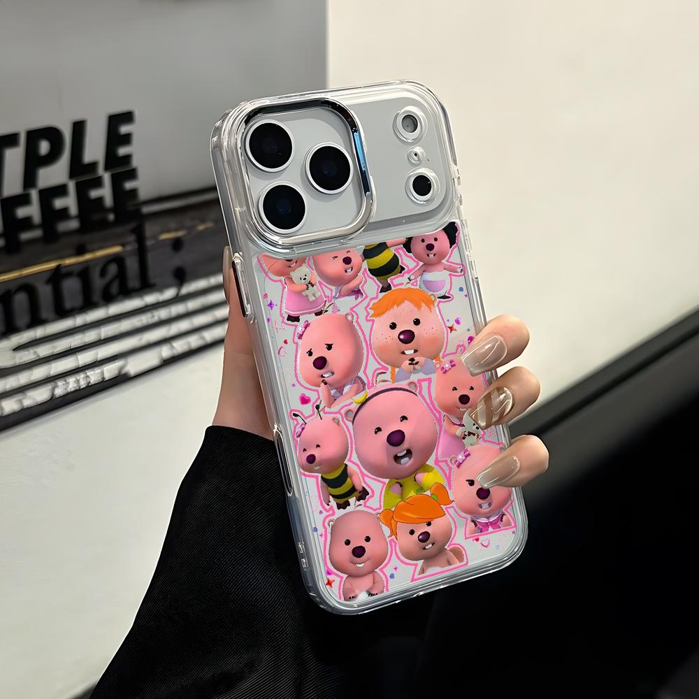 Pink Beaver Loopys Phone Case for Apple iPhone 17 Air 16 16e 15 14 13 12 11 Pro Max X Xs XR 8 Plus Luxury Clear Cover