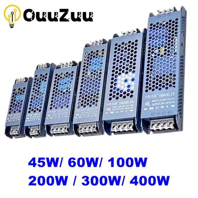Alimentatore LED 12V 24V 45W 60W 100W 200W 300W 400W Convertitore driver AC/DC ultra sottile Trasformatore LED per illuminazione a strisce LED