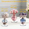 2D Flat Flower Ornament, 360-Degree Rotating Vase Acrylic Ornament with Base, Flower Vase Tabletop Decoration for Home Desk Shelf Decor