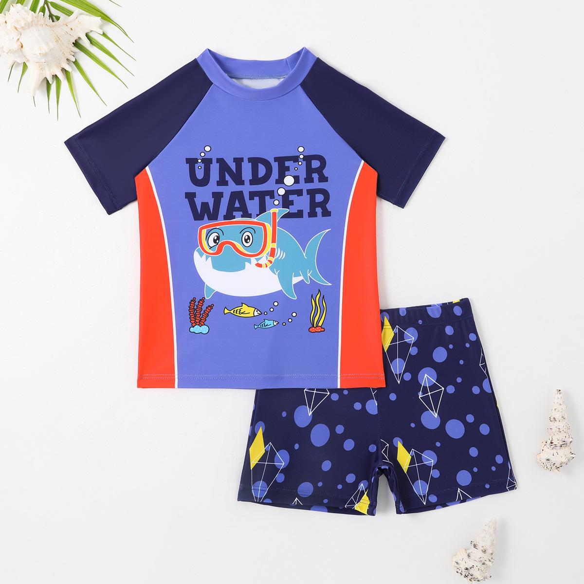 

Детский раздельный купальник с рисунком акул для мальчиков - Коллекция Лето 2025 4 Years синий