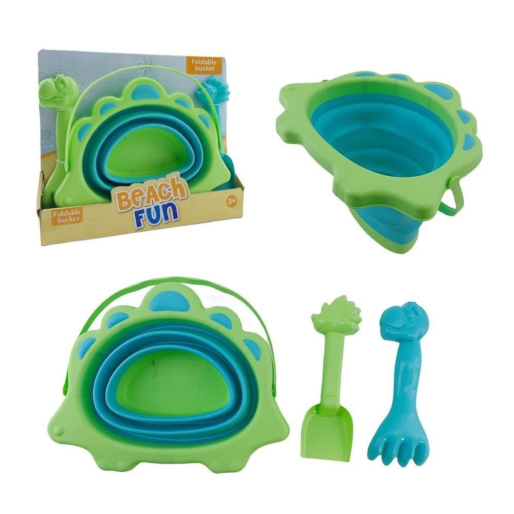 

New Soft Silicone 2.5l Foldable Portable Water Bucket For Outdoor Play And Sand Fun Dinosaur Set Box