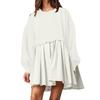 Women's Solid Color Patchwork Pleated Hoodie Dress - Autumn/Winter 2026 Collection