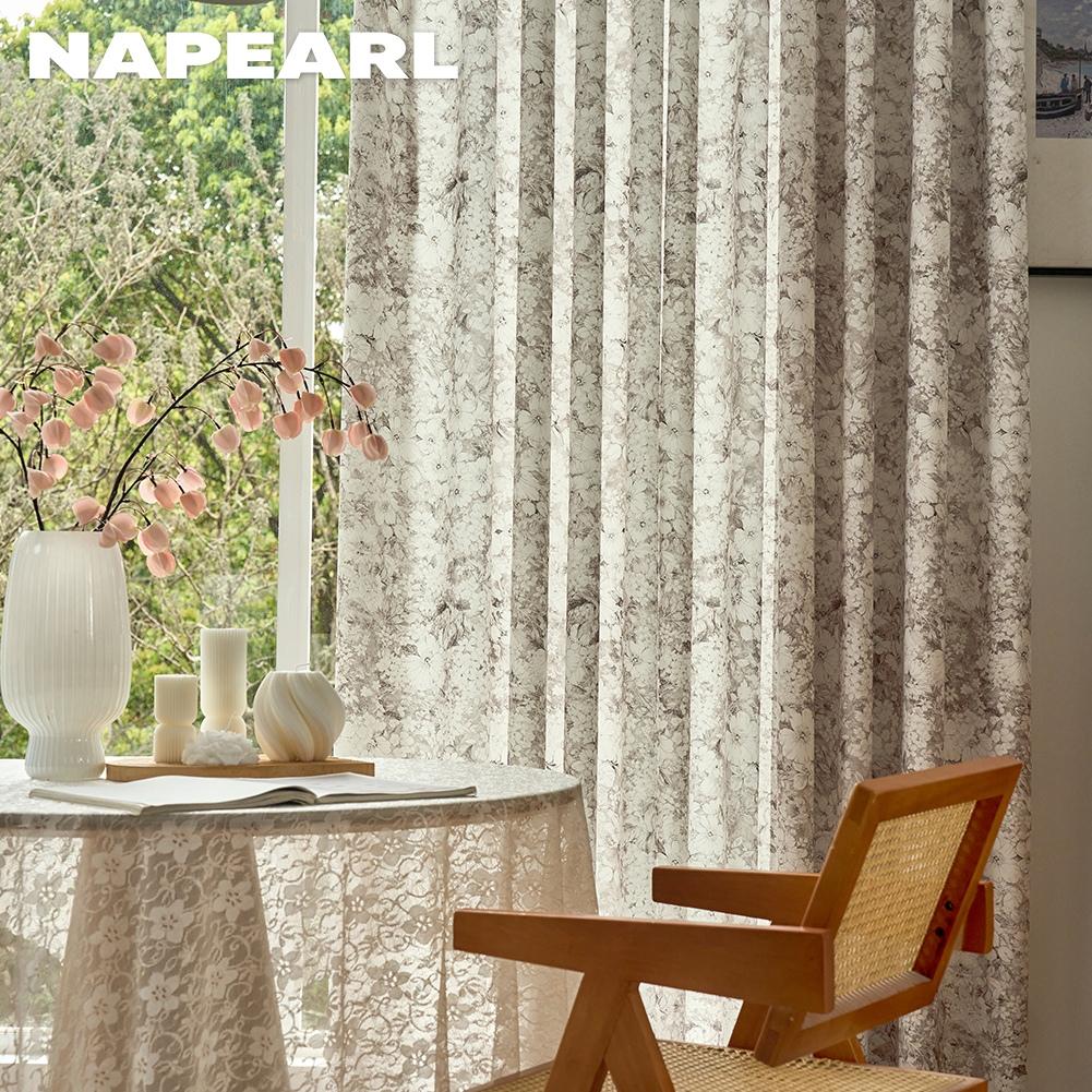 1PC NAPEARL Tende Oscuranti Stile Campagna Francese Tenda Finestra Stampata con Fiori Dipinti a Mano per Camera da Letto Soggiorno Decorazione Casa