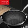 Shangheng 316L Stainless Steel Honeycomb Non-Stick Wok