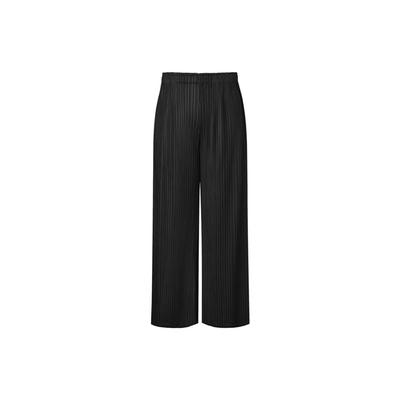 MONPLISSE [Women'S] Basic Straight Fit Pleated Pants (Black)
