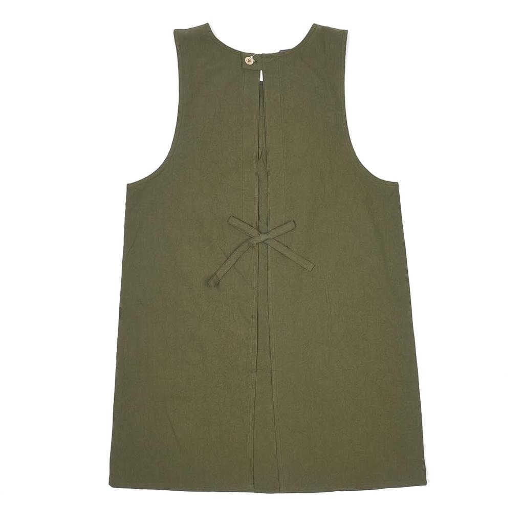 Seersucker Washer Pintuck [Kusuguru Japan] Apron, Apron, K103-13, Khaki, M-L
