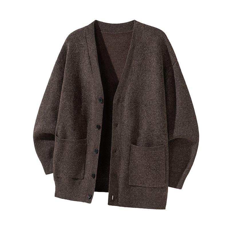 

Mu Yuan Men s Korean V-neck Cardigan Sweater – Retro Casual Knitwear. 2XL (Recommended for 160-180 kg) кавовий
