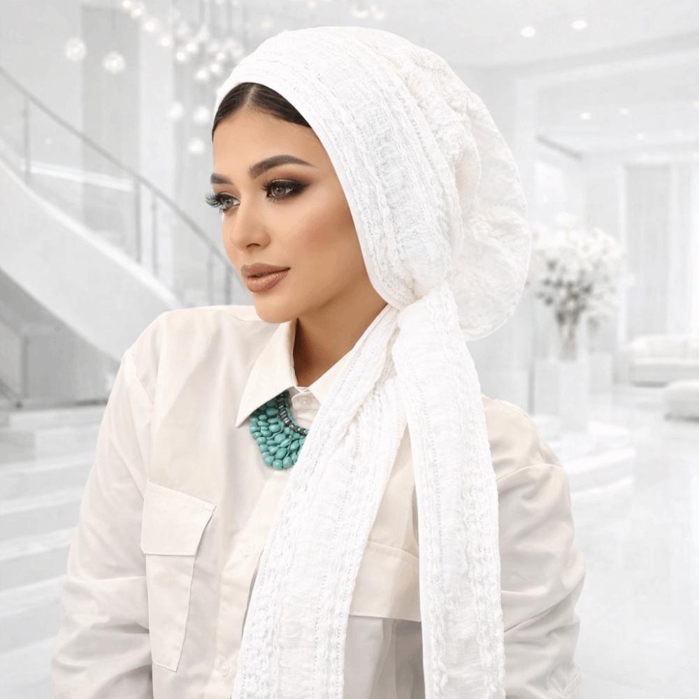 Soft Stretch Solid Color Crinkle Hijabs Adjustable Wrinkle Headscarf Women Turban Hats  Modest