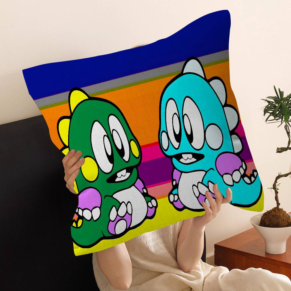 Cartoon Bubble Bobble Game Cushion Cover Pillow Cover Decor Pillowcase Printed Cushion Case for Couch