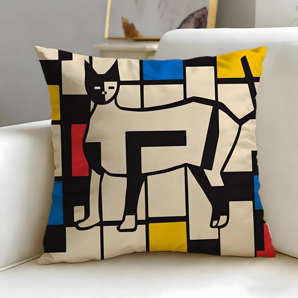 Classic Art Theme Bauhaus Geometry Cushion Cover Soft  EasyWash Pillow Case  Versatile for Couch Bed Travel and Office