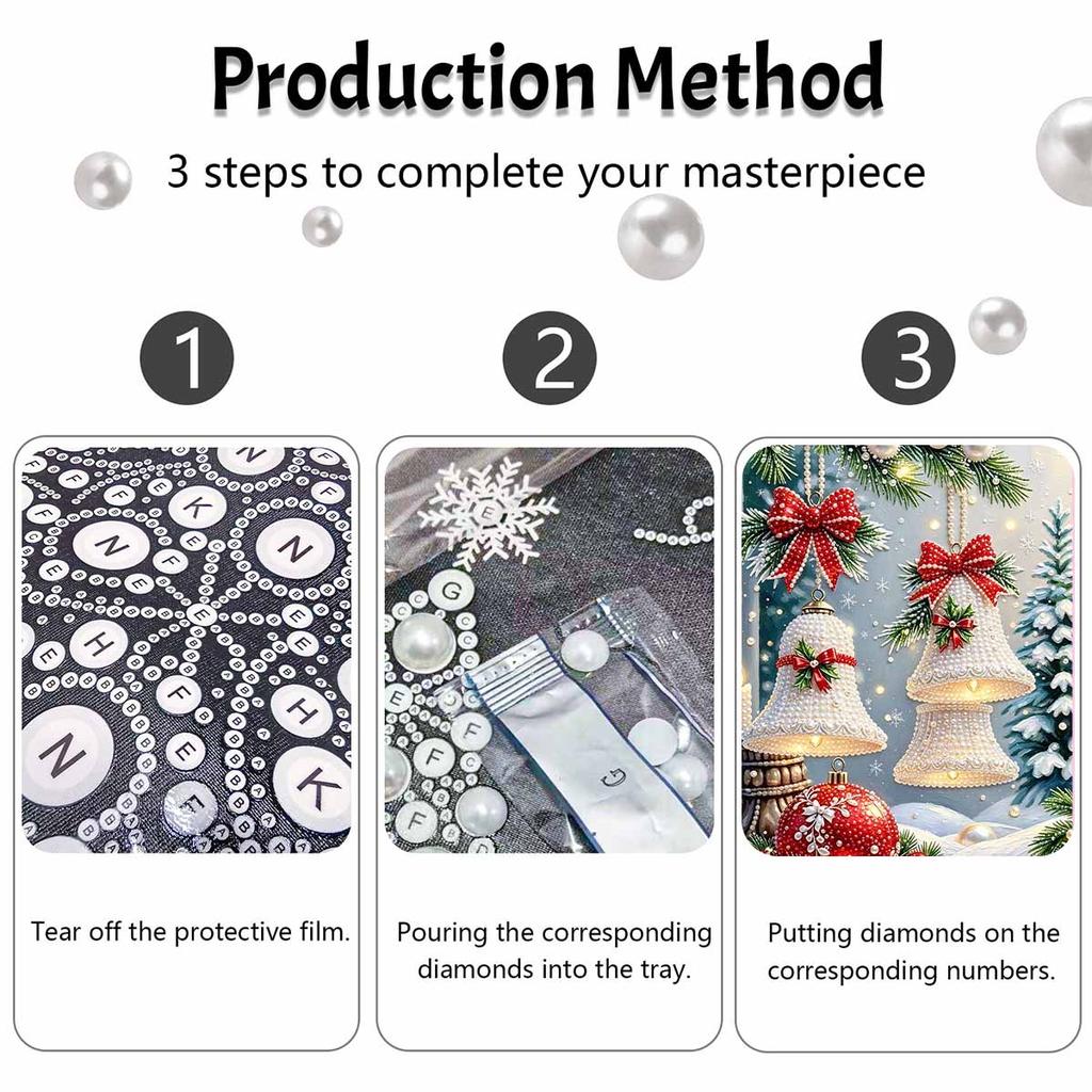 Christmas Pearl Painting Kit Handmade DIY Holiday Bell Ornament Home Decoration Painting