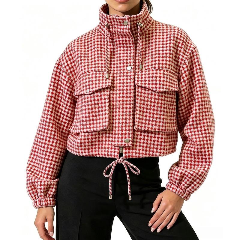 PEYWOW Damen Vintage Casual Einfarbig Druck Herbst Winter Langarm Jacken & Mäntel