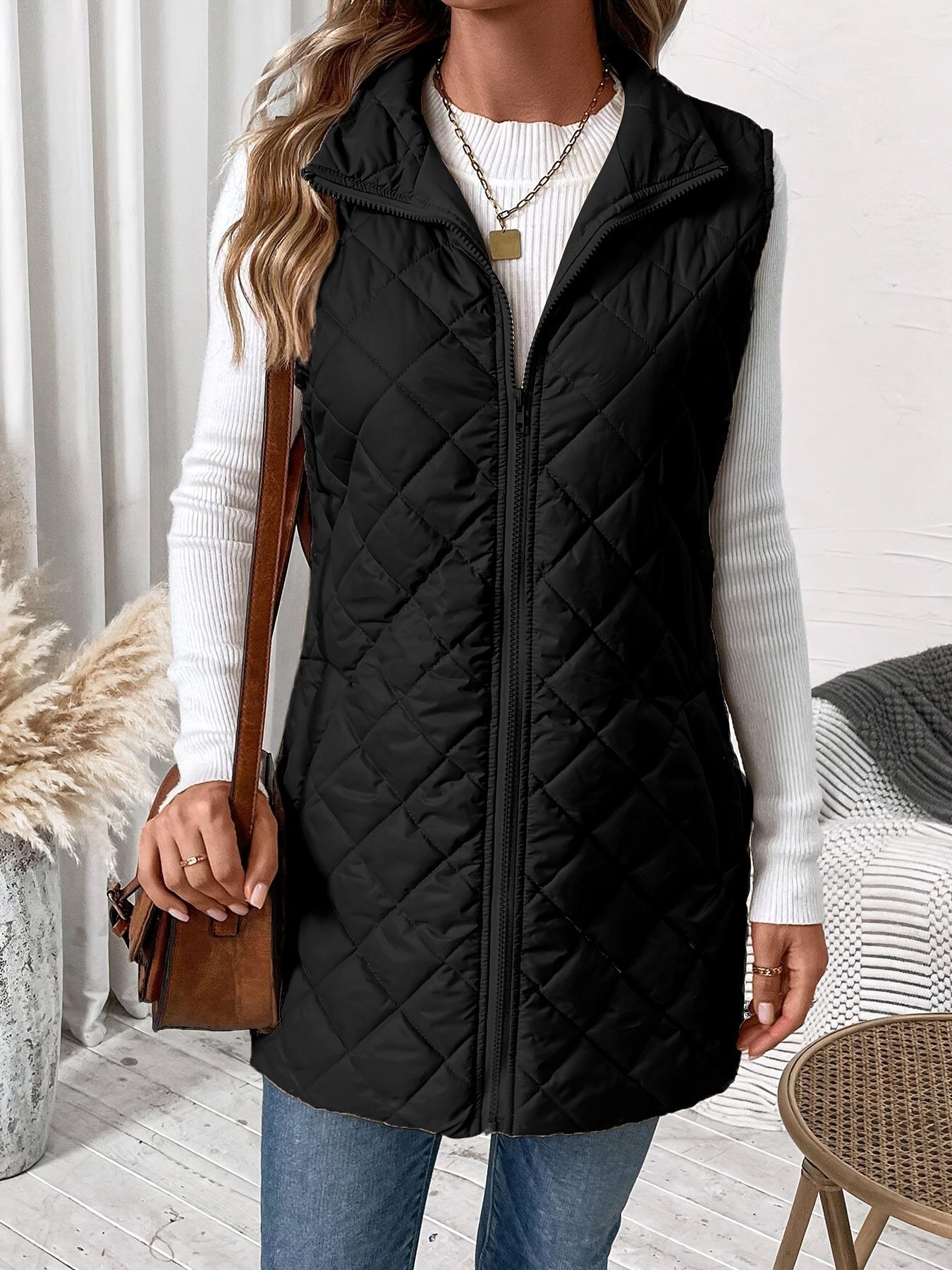 

Women s Sleeveless Long Vest in Diamond Pattern, Casual Layering Piece with Multiple Color Options XXL чорний