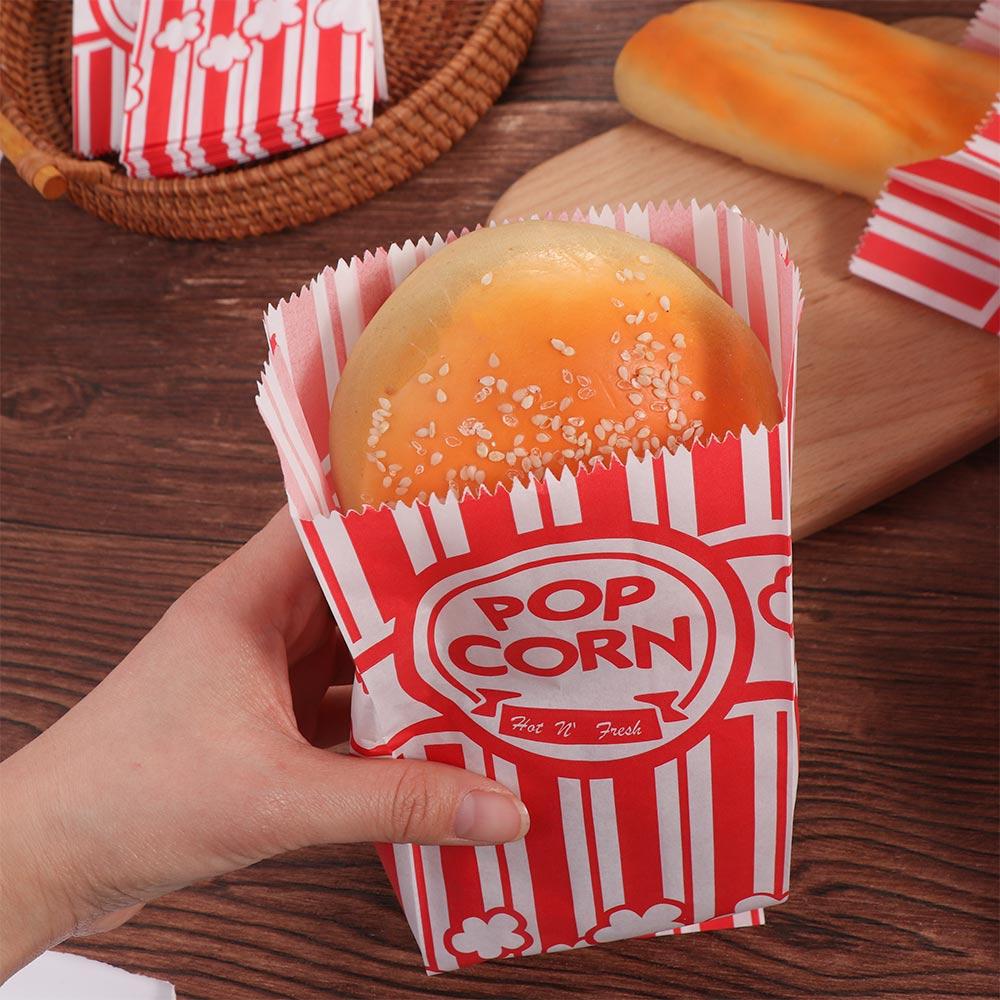 Party Cinema Red and White Striped Popcorn Sleeve Potato Chips Boxs Popcorn Container Popcorn Bags