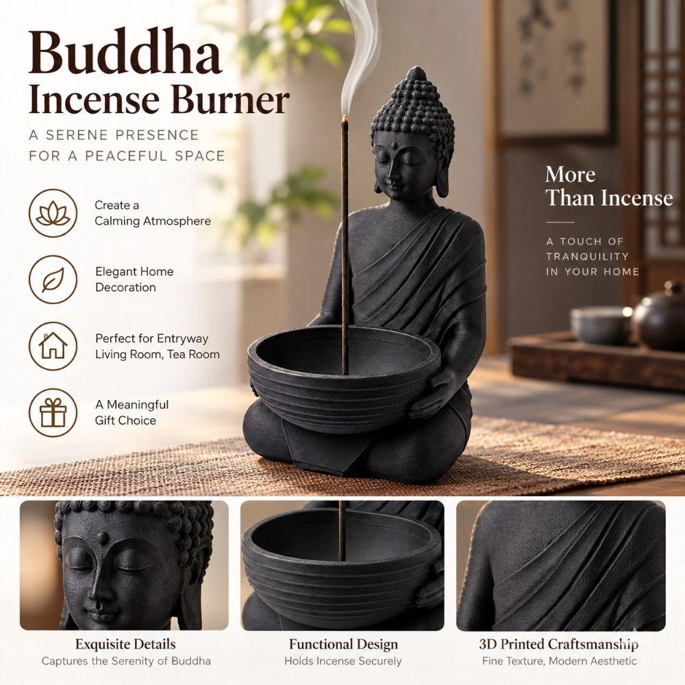 with Ash-Catching Chinese Zen Incense Stick Holder 3D Printed Stick Incense Holder Home Decor
