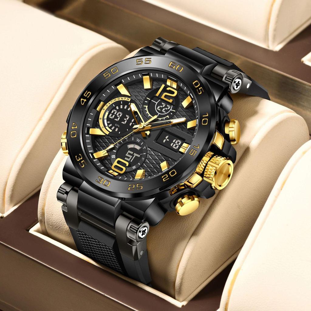 Trendy Waterproof Dual Display Quartz Sports Watch for Junior High