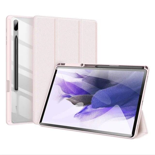 For Samsung Galaxy Tab S8 Ultra 14.6 S7/S8 11 S7/S8 Plus S7 FE 12.4 Tablet Case Transparent Back Tablet Cover with Pencil Holder