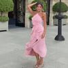 European and American Women's Clothing Spring and Summer New Neck Collar Sleeveless Dress Ruffle Edge Split Dress
