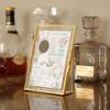 Retro Glass Picture Frame Clr Photo Display Photo Frame Geometric Glass Plant Sample Photo Frame with Copper Bracket for Home Decoration