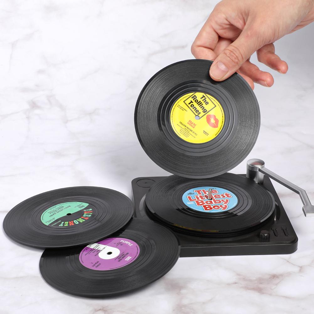 6/7PCS Vinyl Record Table Mats Drink Coaster Table Placemats Creative Coffee Mug Cup Coasters Heat-resistant Nonslip Pads