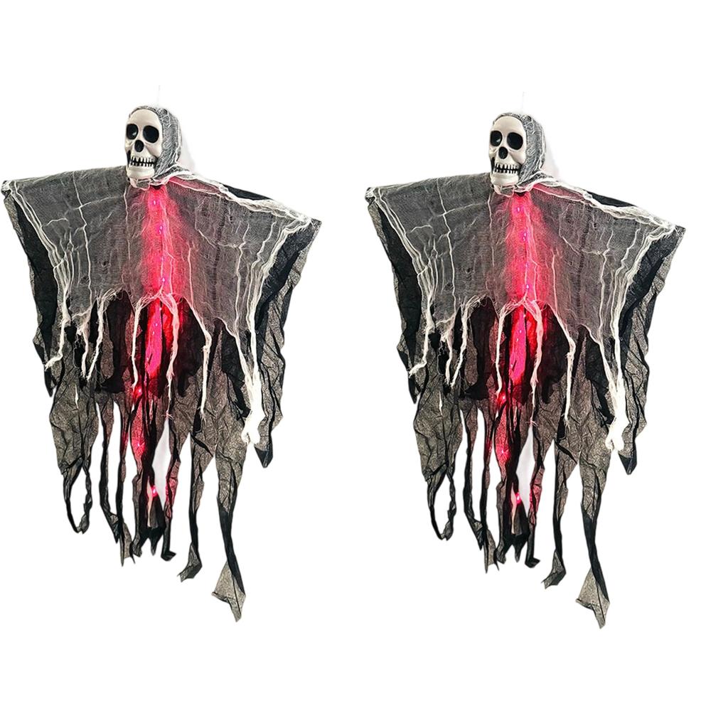 Halloween Hanging Ghost Decoration With LED Light And Adjustable Arms For Indoor Outdoor Spooky Party Decor