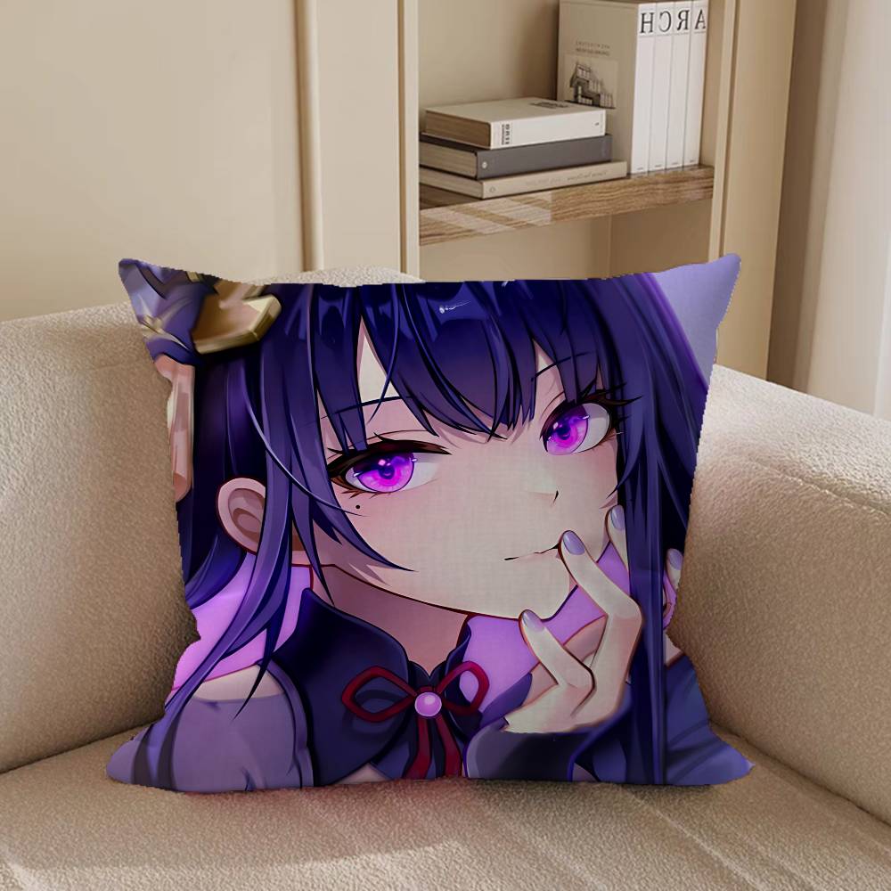 Raiden S-Shogun Genshin Impact Vintage Pillow Case Removable Washable Cushion Cover – All-Season Soft Linen
