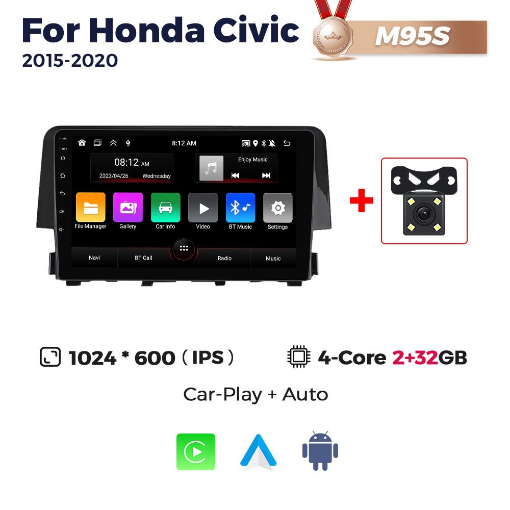 8Core 8+256G Car Radio Android Multimedia Player For Honda Civic 10 FC FK 2015-2020 GPS BT Audio Stereo Auto Intelligent Systems