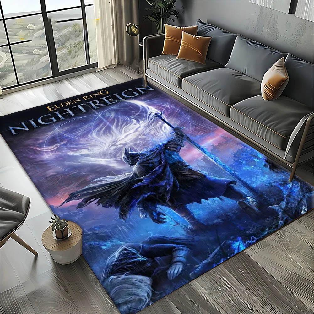 3D E-elden R-Ring Episches Spiel Vintage Karte Teppich Teppich Kunst für Raumdekoration Sofa Weihnachten Halloween Geschenke Teppich Rutschfeste Bodenmatte