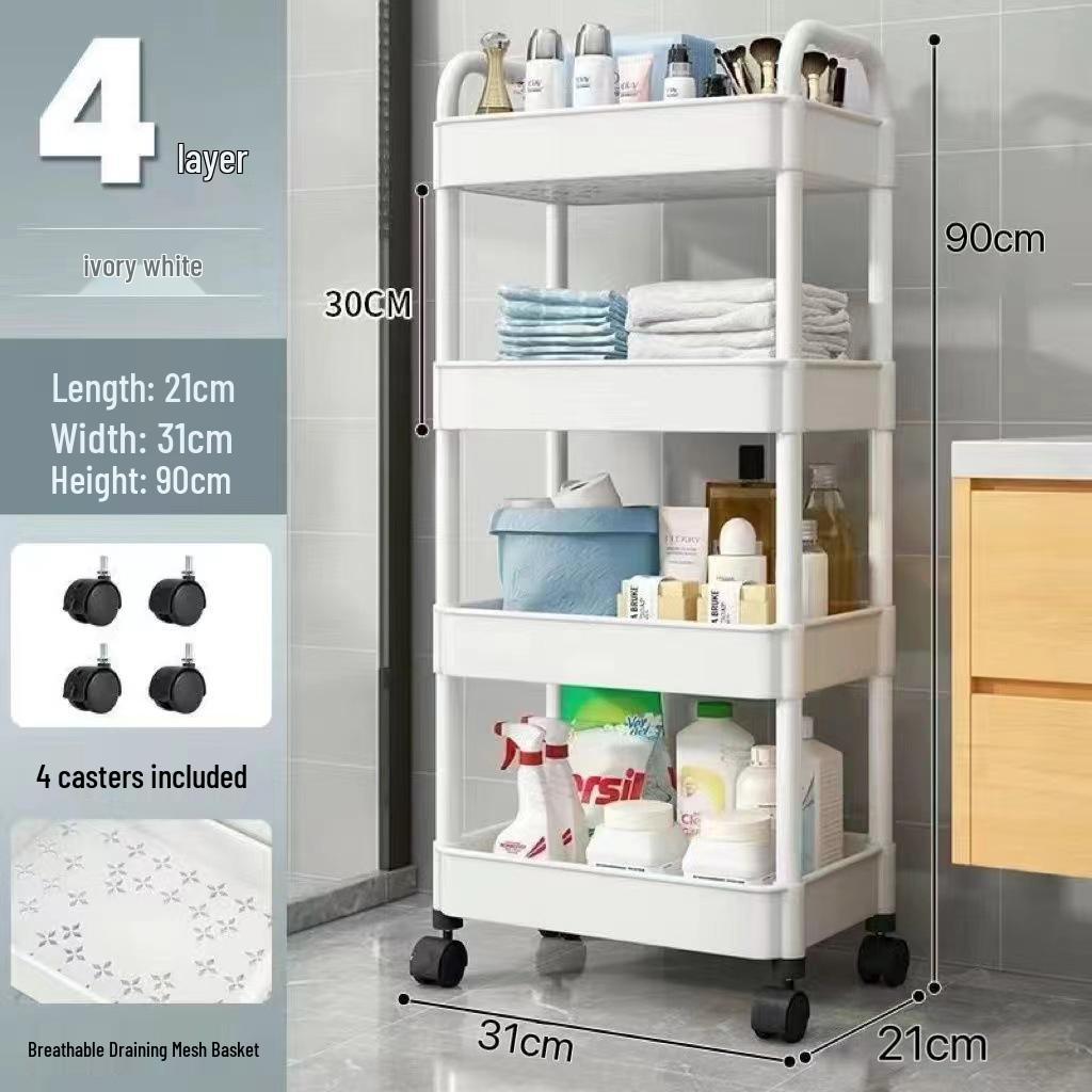 Multifunctional Movable Storage Rack Cart for Kitchen, Bathroom, and Snacks
