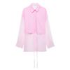 2025 Spring Women's Loose Fit Patchwork Shirt with Transparent Yarn Design