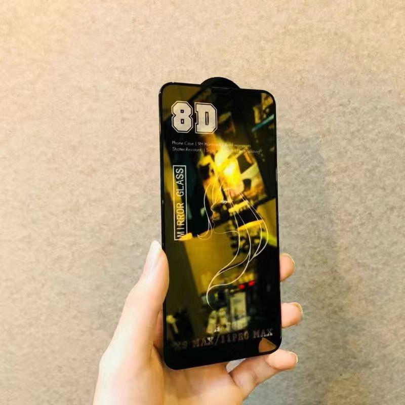 8D Spiegel gehärtetes Glas für Apple iPhone 14 13 12 11 Pro Max Plus Mini X XS Max XR Displayschutzfolie Vollabdeckung Schutzfolie