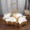 Divided Platter Gold Exquisite Serving Tray with 5 Oval Compartments Handle Lids for Fruits Nuts  