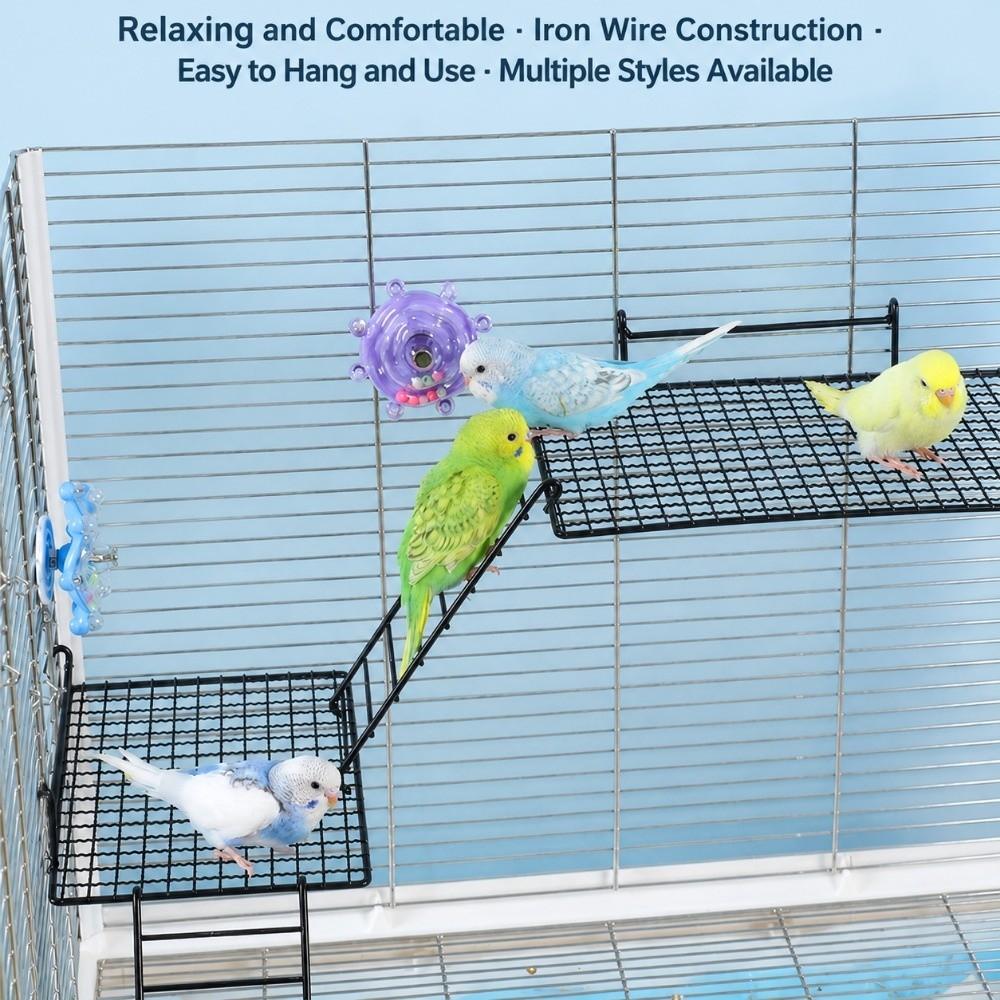 Multi-Level Bird Cage Platform Hook and Screw Mount Climbing Ladder Parrot Station Indoor