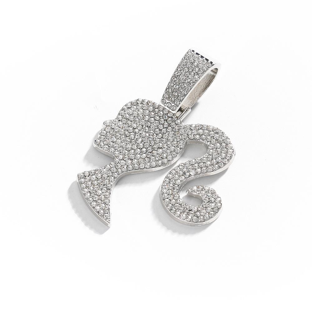

European & American Alloy Full Diamond Head Pendant Hip-Hop Jewelry with Cuban Chain