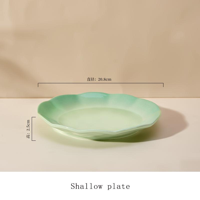 

Household Ceramic Plate 8 Inch New Cream Wind Gradient Children Adults Dishes Round Underglazed Colour Deepen Dining Tableware 8 inches