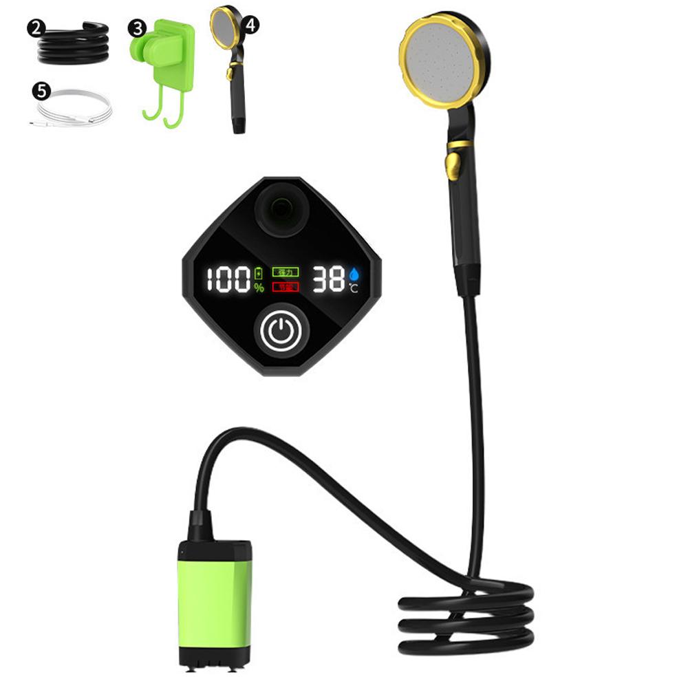 Pompa prysznicowa do użytku na zewnątrz, kempingowa, 6000 mAh/7800 mAh/9000 mAh, przenośna, akumulatorowa, elektryczna pompa prysznicowa z inteligentnym wyświetlaczem cyfrowym