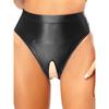 Womens Glossy Stretchy Panties High Waist Open Crotch Design Elastic Waist Sexy Underwear Lingerie