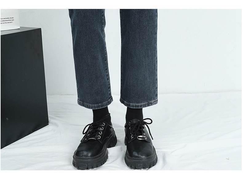 Women's Blue-Gray High-Waisted Straight-Leg Jeans, 2022 Spring/Autumn Style, Slimming & Versatile, Petite Fit, Nine-Point Cigarette Pants