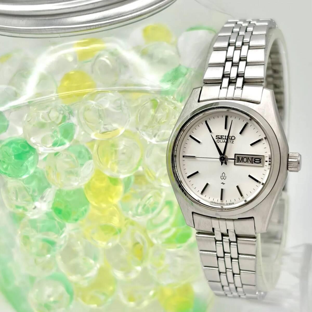 [New battery] SEIKO Seiko ladies watch silver day date 4303-0020 750864