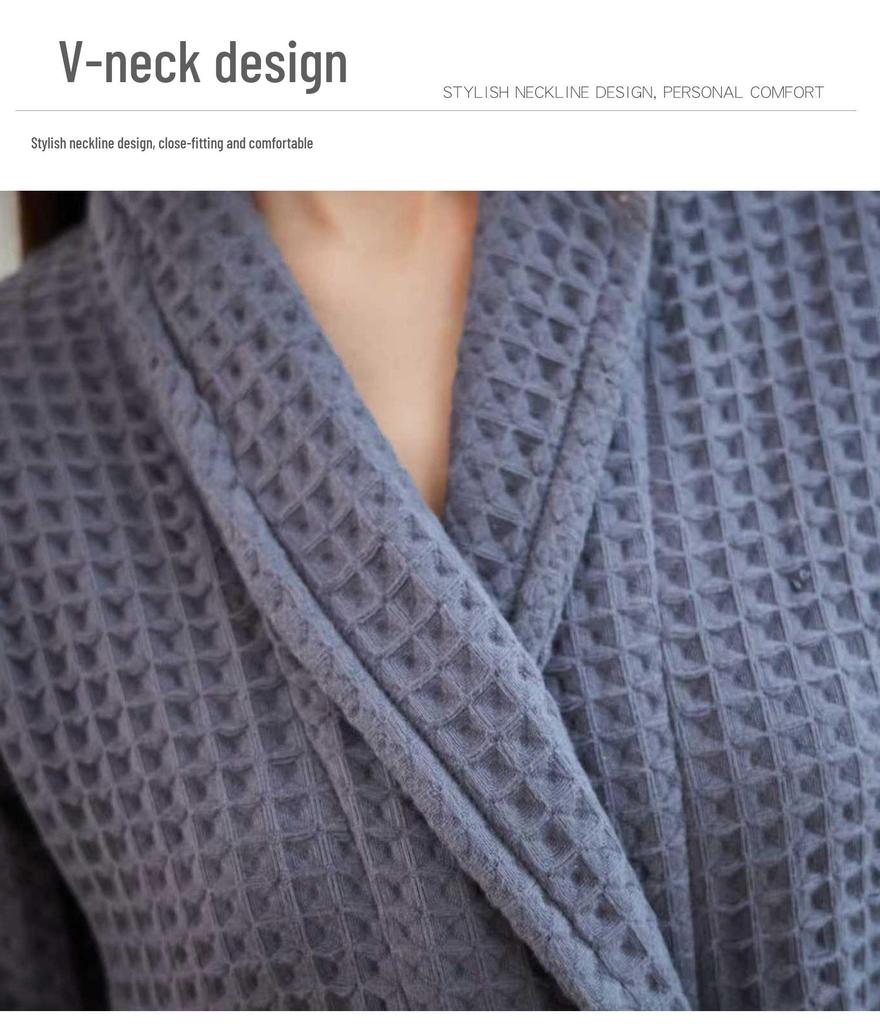 Japanische Baumwoll-Waffel-Yukata-Robe: Ganzjahres-Bademantel für Damen & Herren