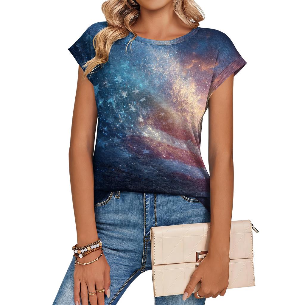 Damen Frühlings-Oberteile Kurzarm Bedruckt Lässig Sommerhemden für Damen Lockerer Schnitt Leichte Bluse für den Alltag Damen Sommer T-Shirts