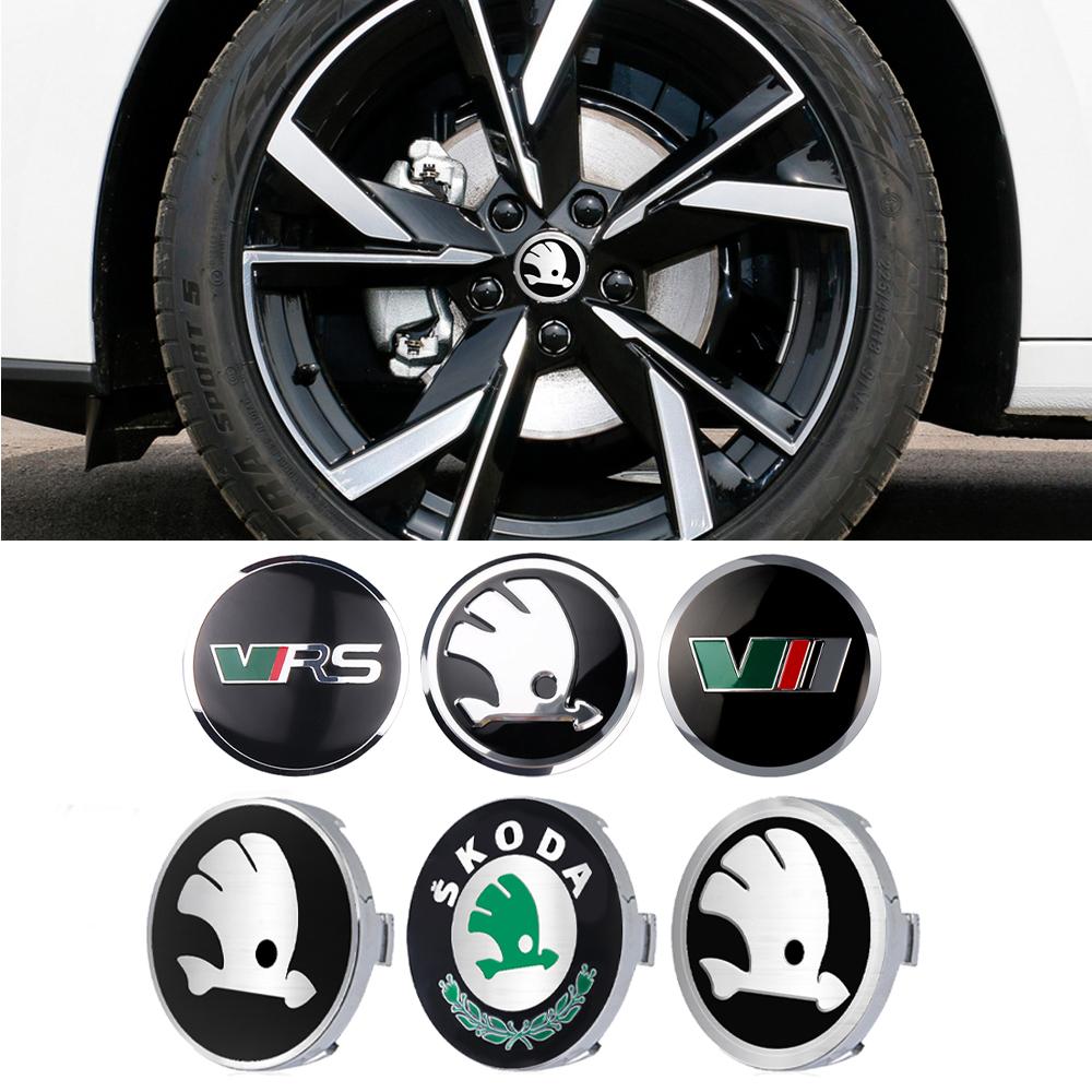 msdf2 56/60/65/68mm Aluminum Logo Car Wheel Center Hub Cap Stickers For Skoda Octavia A5 A2 VRS Vision Kodiaq Rapid Fabia VII Superb