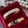 Elegant Fashionable Open Adjustable Ring For Women Featuring Vibrant Colorful Diamonds