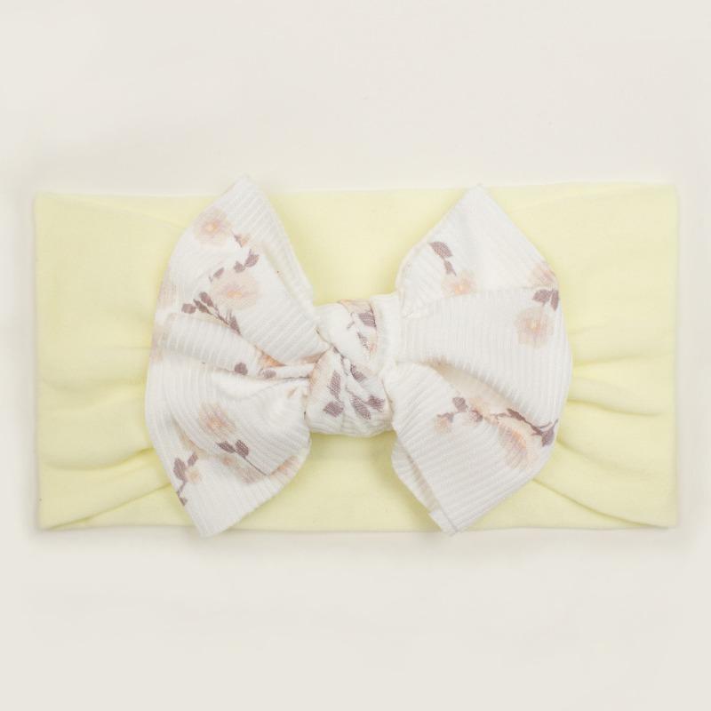 New twill print bow children's headband, summer thin solid color baby hair accessories, girls headscarf