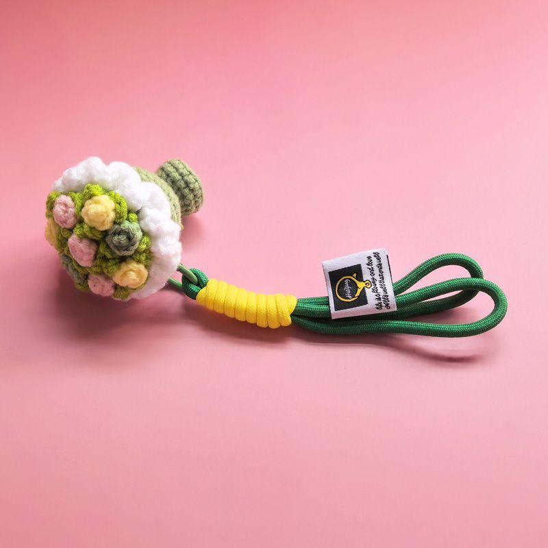 Finished Handmade Crochet Yarn, Woven Flower Bouquet, Keychain, Hand-held Flower Pendant, Rose, Mobile Phone Bag, Hanging Decoration