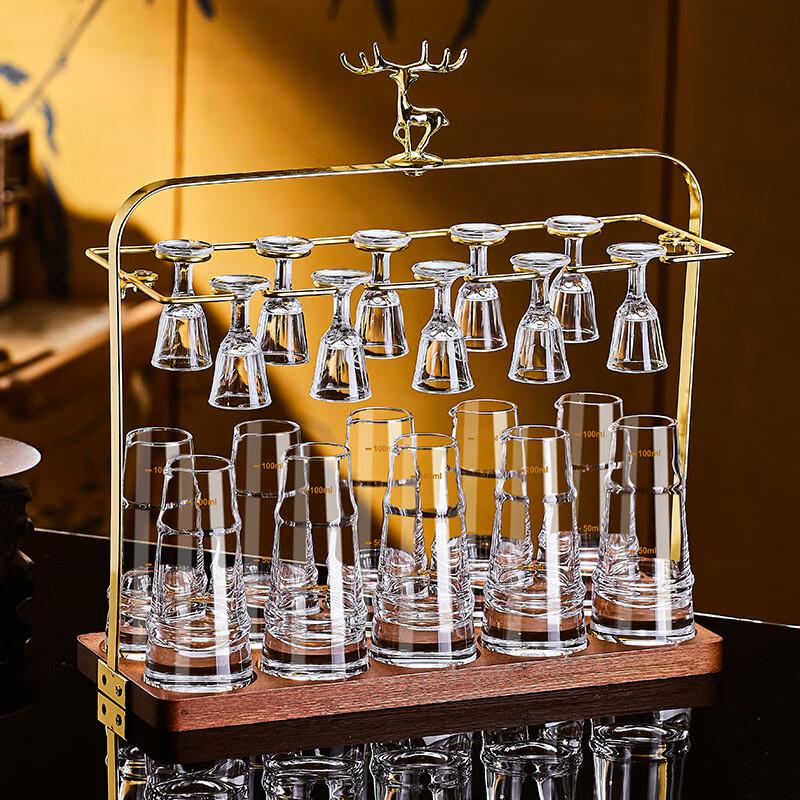 Hanton Gold Leaf Baijiu Cup Set with Deer Head Rack